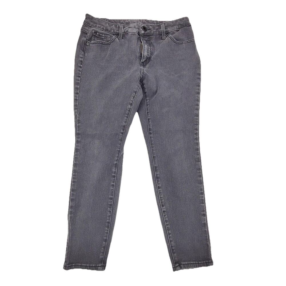 Time And Tru Skinny Jeans Womens 12 Petite Gray Charcoal Wash Slim Stretch 33x24